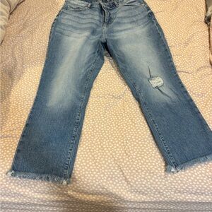 LOFT Blue Straight Leg Jeans with Vintage Wash